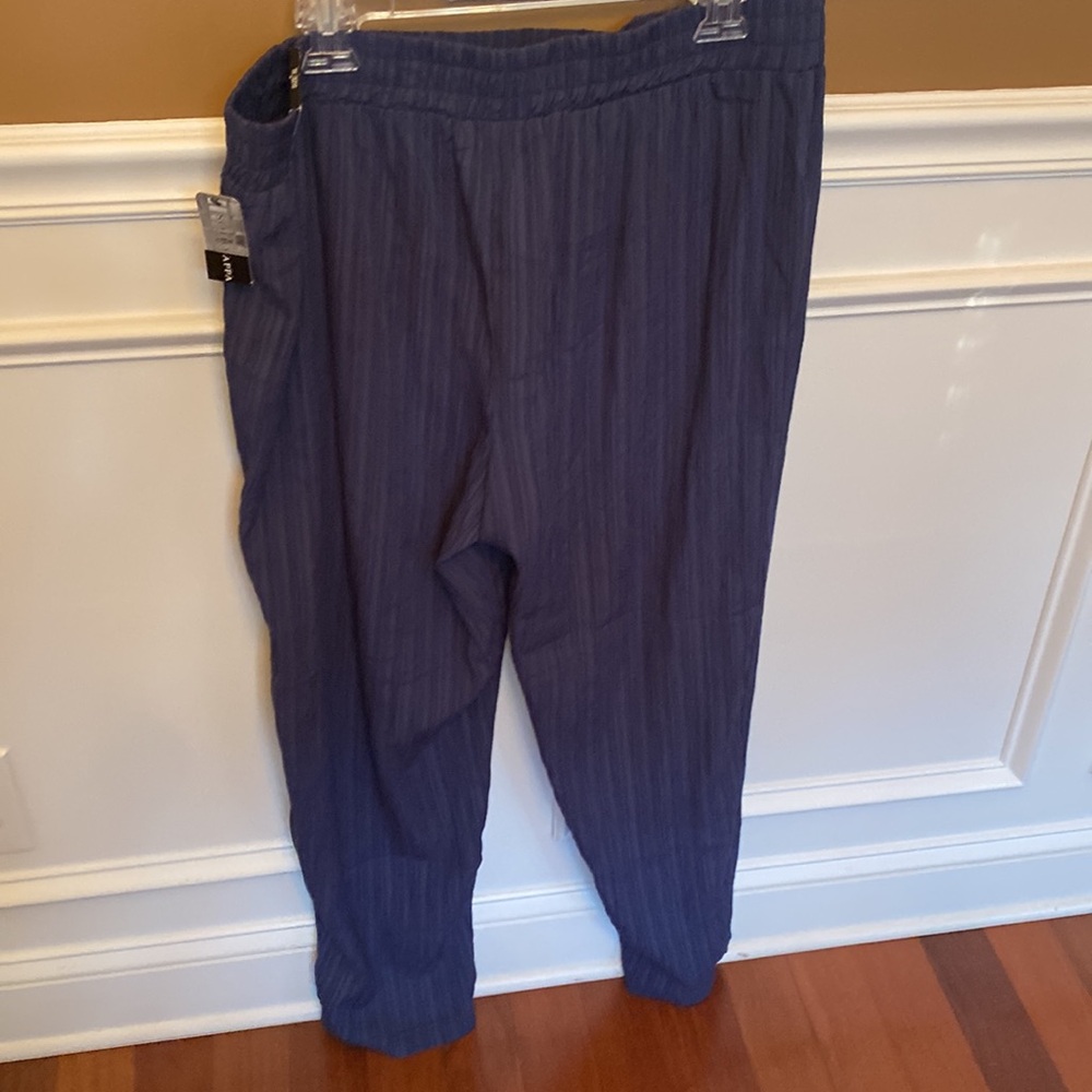 SOHO Apparel NWT Dressy Blue Pants Elastic wTie Belt Waist / Size XL - Picture 9 of 14